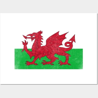 Wales / Cymru Vintage Faded Flag Design Posters and Art